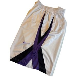 Vintage 90'sNIKE Basketball Shorts Razzle Dazzle Shiny White‎ Purple Men's LARGE